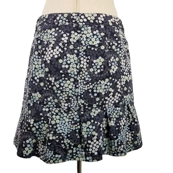 Ann Taylor Loft Floral Denin Jean Type Stretch Short Skirt Excellent! Size 10 - Picture 1 of 7